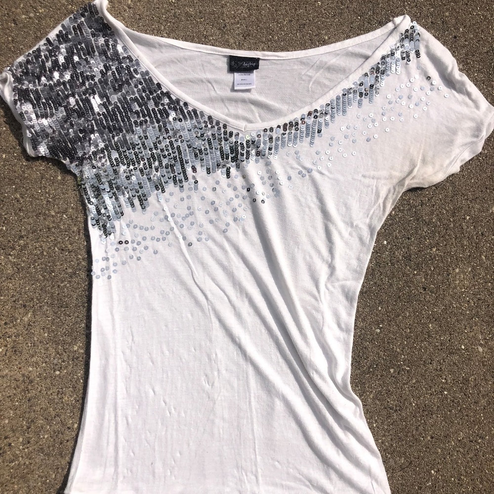 White Sequin T-shirt